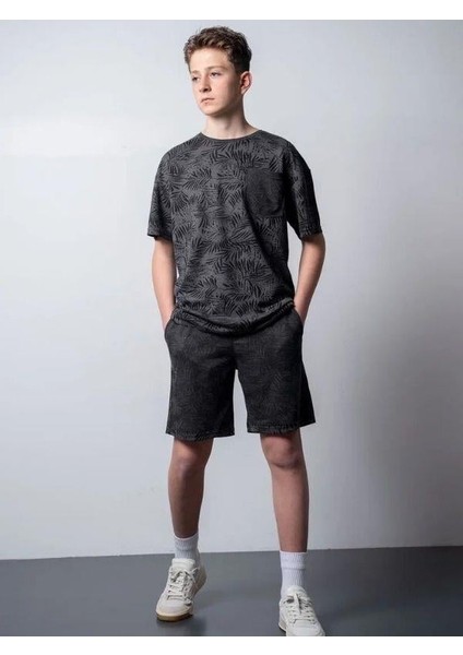 Erkek Çocuk Palmiye Desenli T-Shirt Şortlu Takım fırsatları