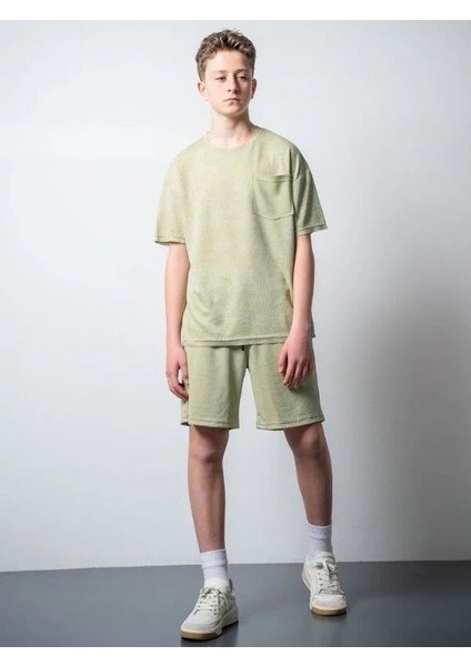 Erkek Çocuk Palmiye Desenli T-Shirt Şortlu Takım