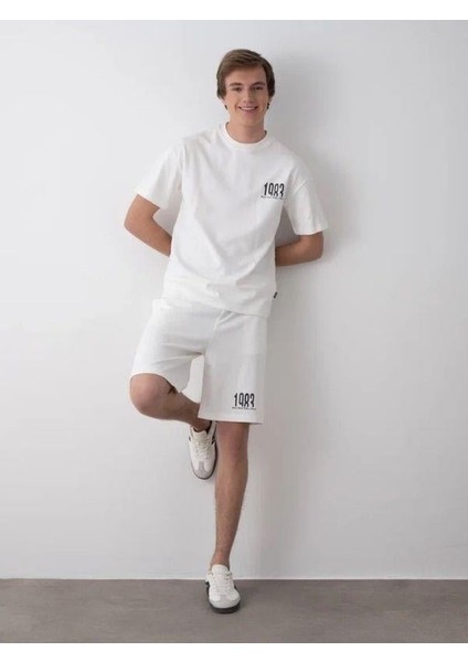 Erkek Çocuk 1983 Yazılı Pamuklu Oversize T-Shirt Şortlu Takım