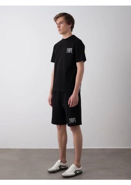 Erkek Çocuk 1983 Yazılı Pamuklu Oversize T-Shirt Şortlu Takım modelleri