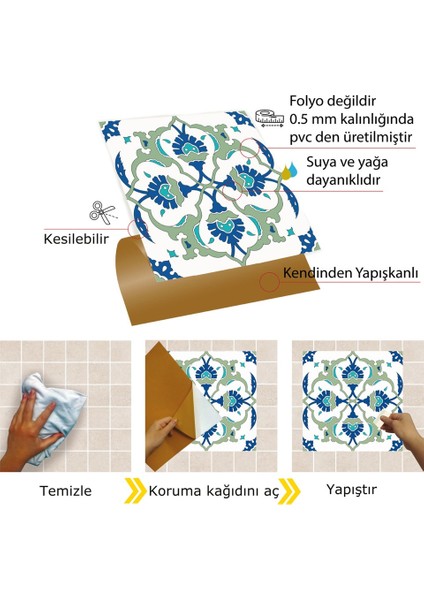 Kendinden Yapışkanlı Çini 01 Desenli Pvc Karo 30X30 cm (33 Adet) 3m2