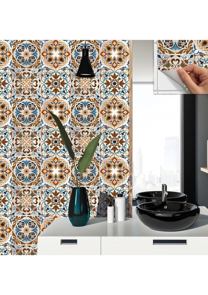 Kendinden Yapışkanlı Banyo Mutfak Kaplama Fas 010 Karma Desenli Pvc Karo 30X30 cm (33 Adet) 3m2