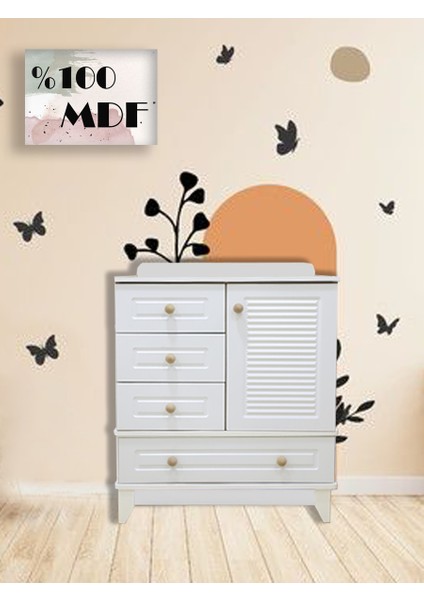 Panjur Beyaz %100 Mdf Bebek&çocuk Şifonyer