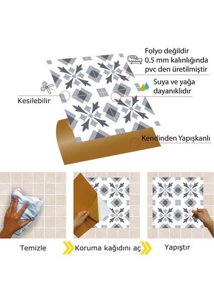Kendinden Yapışkanlı Geometrik 032 Desenli Pvc Karo 30X30 cm (33 Adet) 3m2