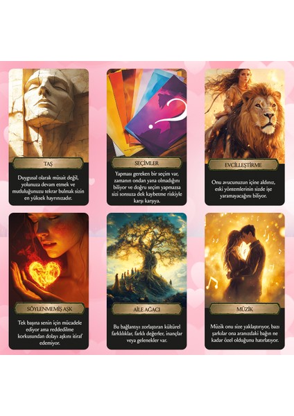 Kalbin Bağlantıları / 90 Adet Açıklamalı Aşk ve İlişki Durumları Tarot Kehanet Kartı