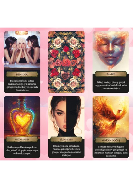 Kalbin Bağlantıları / 90 Adet Açıklamalı Aşk ve İlişki Durumları Tarot Kehanet Kartı