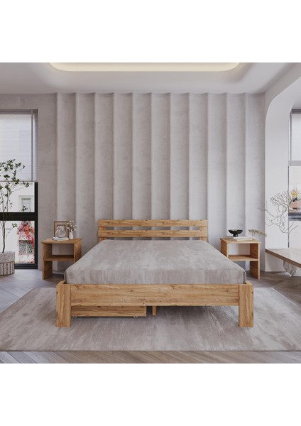 2 Çekmeceli Letto Atlantik Mdf Set Karyola | Tek ve Çift Kişilik Yatak Uyumlu, Kolay Kurulum