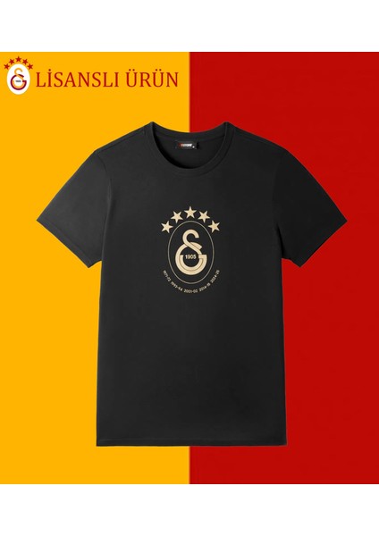 Lisanslı 5 Yıldız Siyah Şampiyonluk T-Shirt