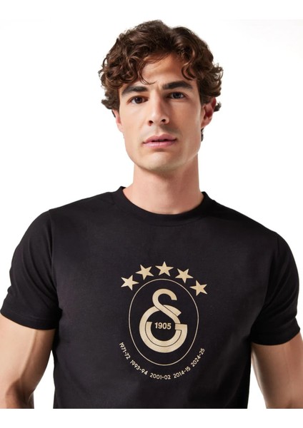 Lisanslı 5 Yıldız Siyah Şampiyonluk T-Shirt