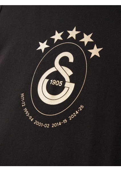 Lisanslı 5 Yıldız Siyah Şampiyonluk T-Shirt