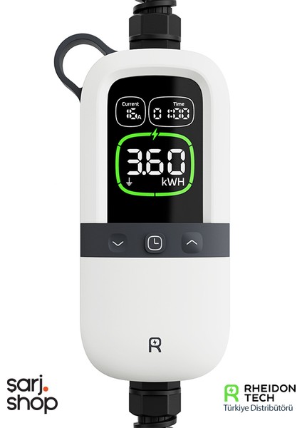 Rheidon 3.6kw Taşınabilir Elektrikli Araç Şarj Cihazı – 7,5 Metre Kablo / 10A & 16A Uyumlu / IP65 fiyatları