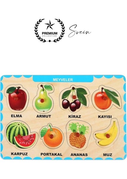 Premium Meyveler Ahşap Bul Tak Puzzle Eğitici Oyuncak Tutmalı Elma Armut Motor Becerisi Gelişim fiyatları