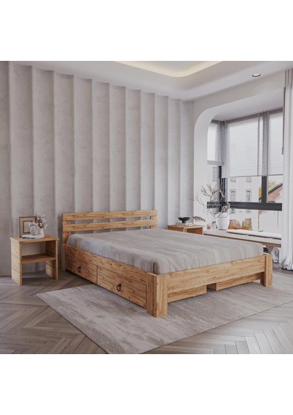 4 Çekmeceli Letto Atlantik Mdf Set Karyola | Tek ve Çift Kişilik Yatak Uyumlu, Kolay Kurulum