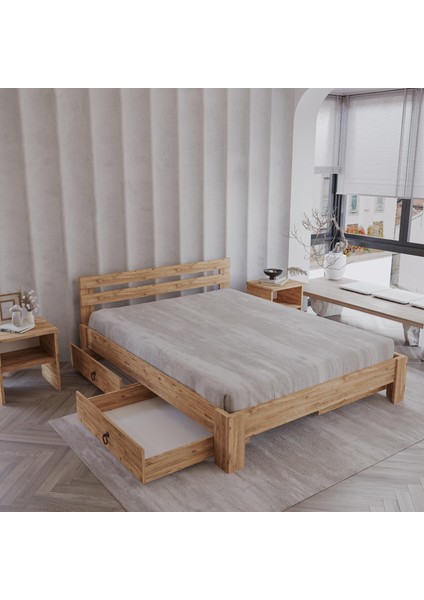 4 Çekmeceli Letto Atlantik Mdf Set Karyola | Tek ve Çift Kişilik Yatak Uyumlu, Kolay Kurulum