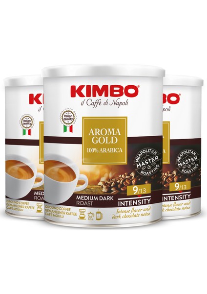 Aroma Gold %100 Arabica Filtre Kahve Teneke Kutu (250 Gr) (3'lü Set)