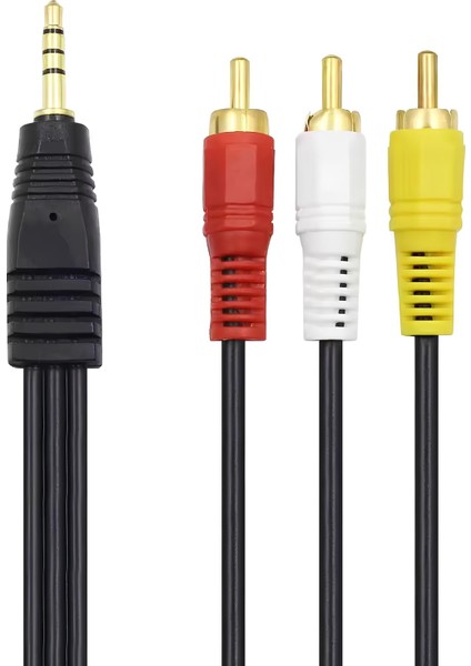 3.5mm To 3xrca Av Ses Görüntü Kablosu 1.5m Uzun Jackli Tv Discman Müzik Çalar Uyumlu fırsatları