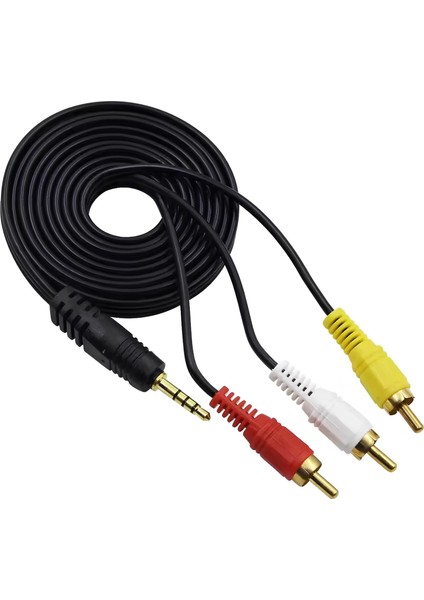 3.5mm To 3xrca Av Ses Görüntü Kablosu 1.5m Uzun Jackli Tv Discman Müzik Çalar Uyumlu indirimleri