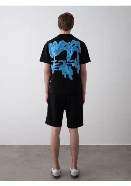 Erkek Çocuk Sırt Baskılı Pamuklu Oversize T-Shirt Şort Takım modelleri