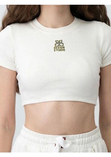 Kız Çocuk Fitilli Yarım Kollu Crop T-Shirt modelleri