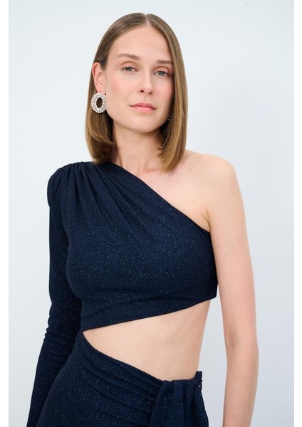 Tek Omuzlu Mini Elbise Lacivert 12444117003 modelleri
