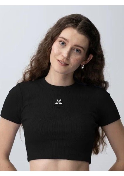 Kız Çocuk Fitilli Yarım Kollu Crop T-Shirt indirimleri