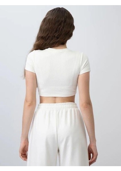 Kız Çocuk Fitilli Yarım Kollu Crop T-Shirt fırsatları