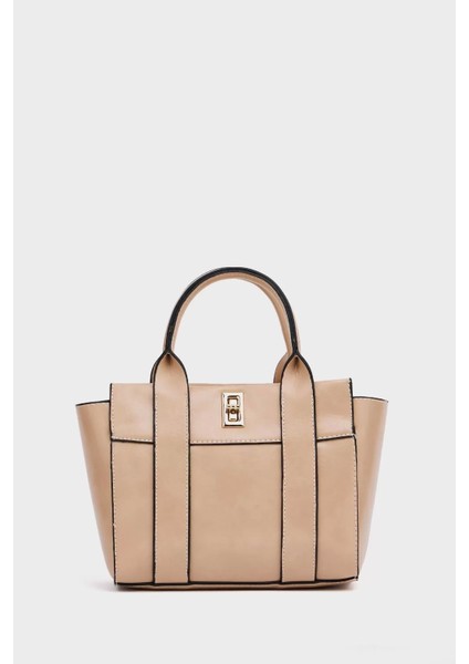 Kadın Mini Tote Vegan Deri El Çantası Gold Toka Günlük ve Iş Trend Tasarım Modern Stil Mükemmel Uyum