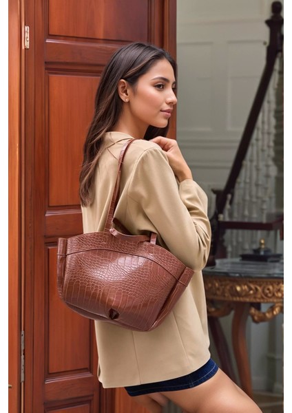 Kadın Geniş Fermuarlı Pu Deri Shopper Çanta El ve Omuz Askılı Günlük Premium Kalite Özel Tasarım fiyatları