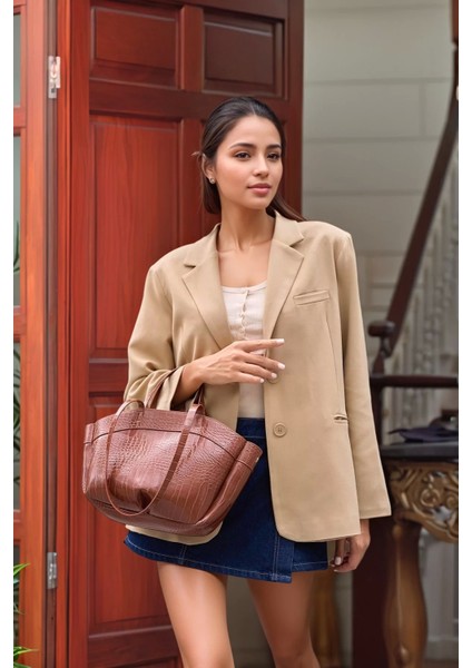 Kadın Geniş Fermuarlı Pu Deri Shopper Çanta El ve Omuz Askılı Günlük Premium Kalite Özel Tasarım modelleri