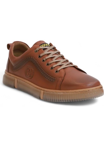 2180-LUISFIGO Hakiki Deri Üst Kalite Anatomik Tabanlı Erkek Günlük Sneakers Ayakkabı - NKT02180-TABA-44