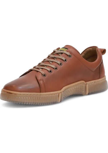 2180-LUISFIGO Hakiki Deri Üst Kalite Anatomik Tabanlı Erkek Günlük Sneakers Ayakkabı - NKT02180-TABA-44