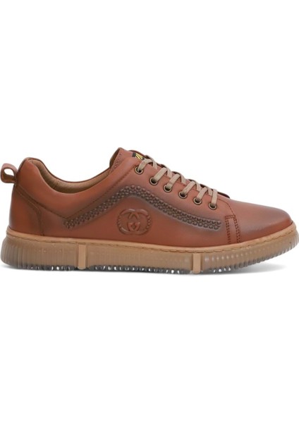 2180-LUISFIGO Hakiki Deri Üst Kalite Anatomik Tabanlı Erkek Günlük Sneakers Ayakkabı - NKT02180-TABA-44