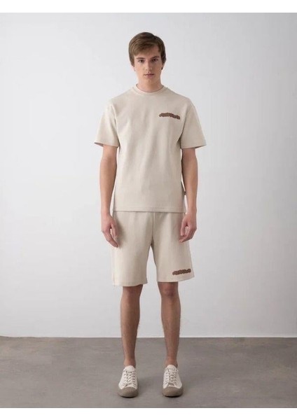 Erkek Çocuk Sırt Baskılı Pamuklu Oversize T-Shirt Şort Takım