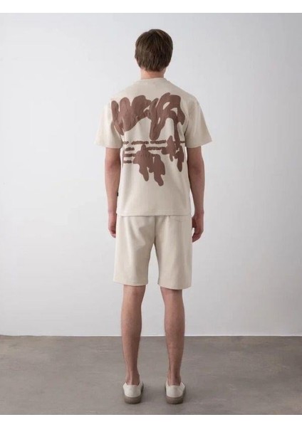 Erkek Çocuk Sırt Baskılı Pamuklu Oversize T-Shirt Şort Takım modelleri