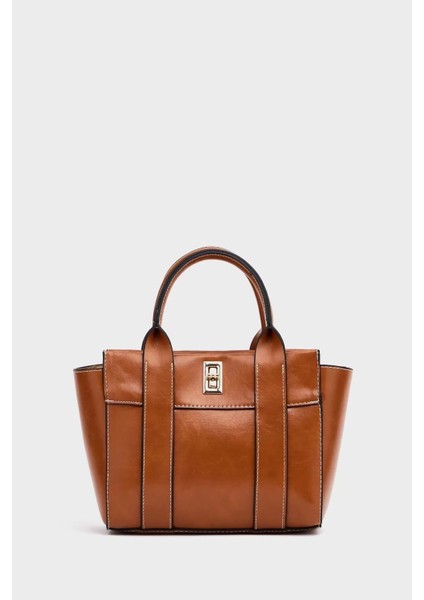 Kadın Mini Tote Vegan Deri El Çantası Gold Toka Günlük ve Iş Trend Tasarım Modern Stil Mükemmel Uyum