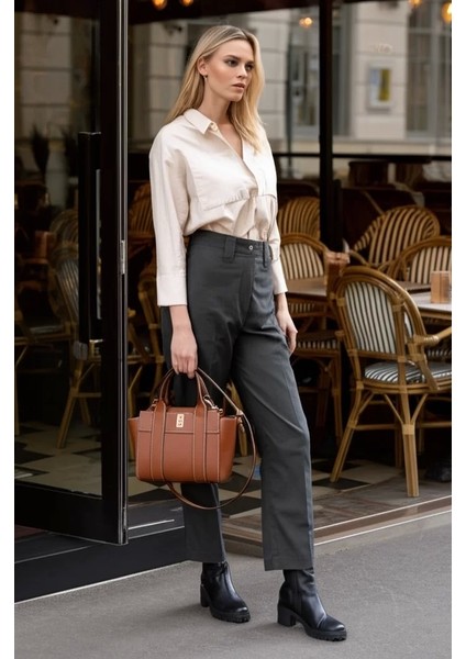 Kadın Mini Tote Vegan Deri El Çantası Gold Toka Günlük ve Iş Trend Tasarım Modern Stil Mükemmel Uyum fiyatları
