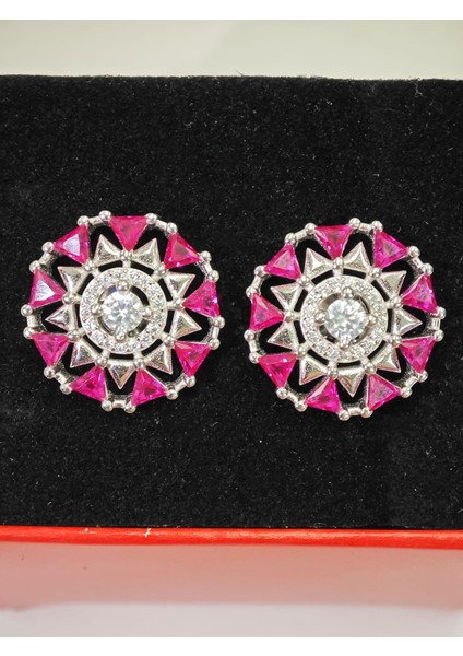 Pembe Taşlı Çivili Küpe fiyatları
