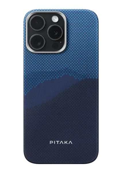 iPhone 15 Pro Kılıf M-Safe Uyumlu Lumintex Fosforlu Aramid Fiber Pitaka Over The Horizon Kapak Mavi