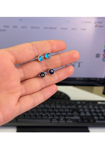Mavi Taşlı Göz Figürlü Küpe fiyatları