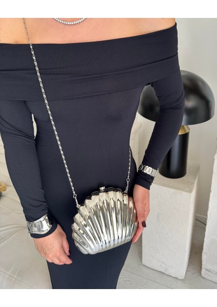 Metalik Deniz Kabuğu Çanta Silver fiyatları