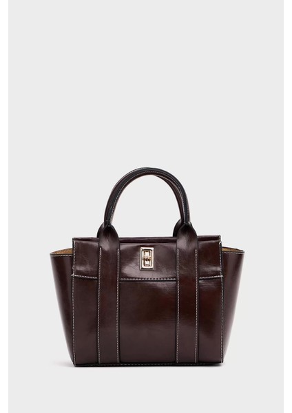 Kadın Mini Tote Vegan Deri El Çantası Gold Toka Günlük ve Iş Trend Tasarım Modern Stil Mükemmel Uyum