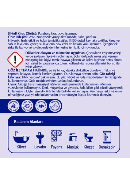 Banyo Kireç Çözücü Temizlik Sirkesi 450 ml fırsatları