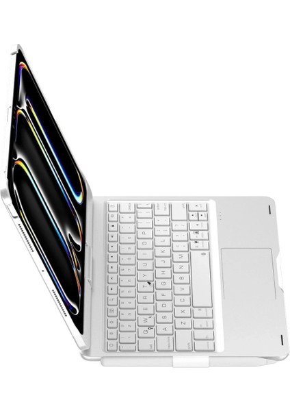 Ipad Pro 11 (2024) F11 Ats Kılıf Magic Dönen Klavyeli Tablet Kılıf - Gümüş Inslm