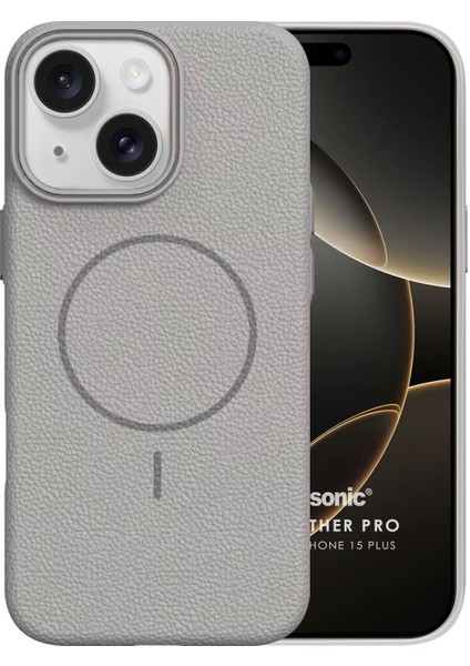 Apple iPhone 15 Plus Kılıf Magleather Pro Gri