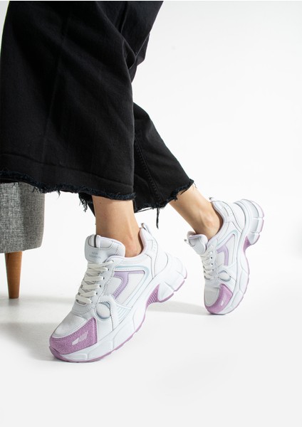 Hagrid Kadın Beyaz Lila Fileli Spor Ayakkabı fırsatları