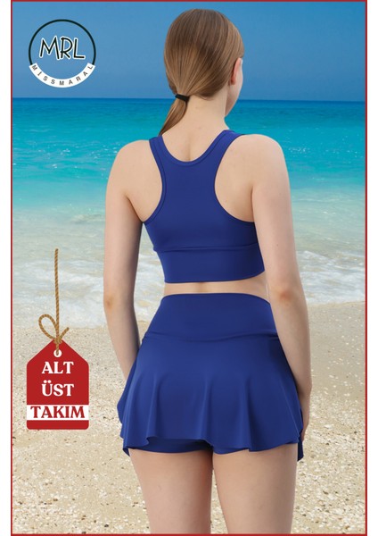 Kadın Alt-Üst Takım Şort & Crop Denizde Havuzda Sporda Casual / Günlük Kullanım Mavi TK3107