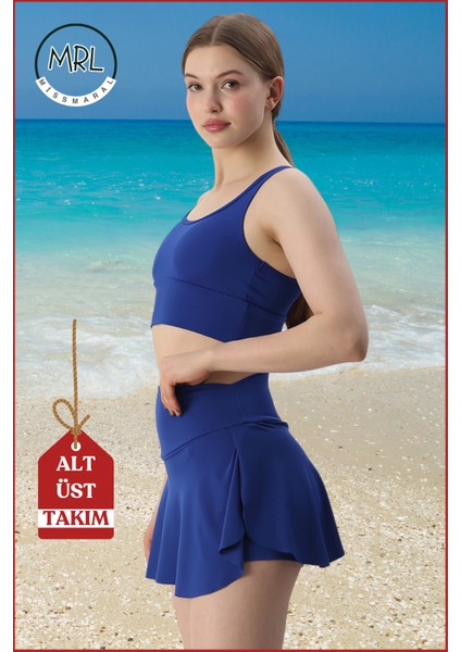 Kadın Alt-Üst Takım Şort & Crop Denizde Havuzda Sporda Casual / Günlük Kullanım Mavi TK3107