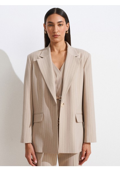 60768 Blazer Ceket-Bej