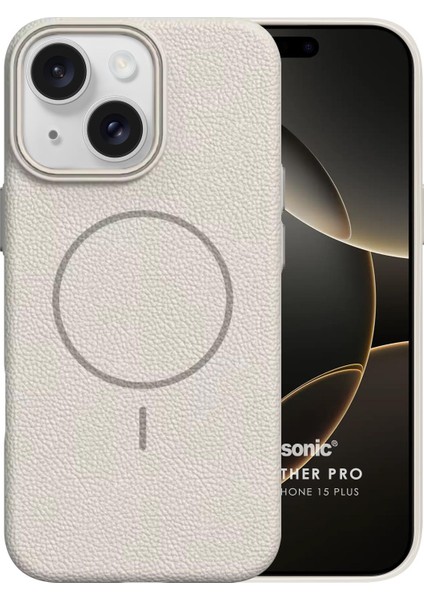 Apple iPhone 15 Plus Kılıf Magleather Pro Bej