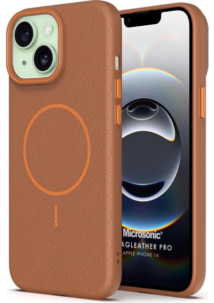 Apple iPhone 14 Kılıf Magleather Pro Kahverengi